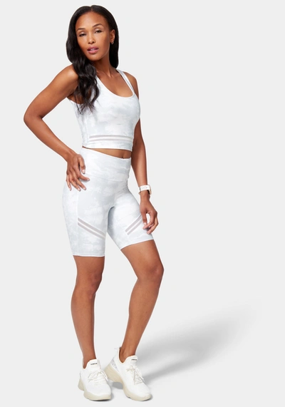 Bebe Logo Tank With Mesh Detail In Marble Mesh Print