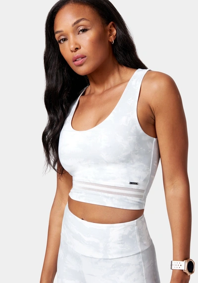 Shop Bebe Logo Tank With Mesh Detail In Marble Mesh Print