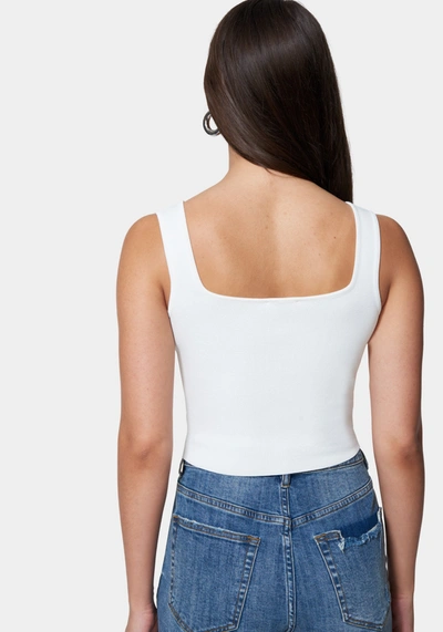 Bebe Zip Front Corset Sweater Top In White Alyssum