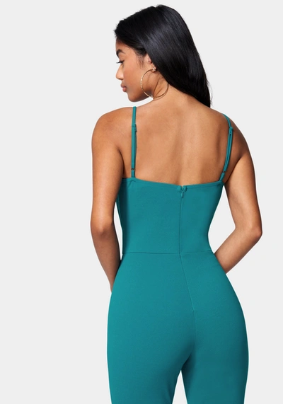 Bebe Twist Front Wide Leg Jumpsuit In Harbor Blue