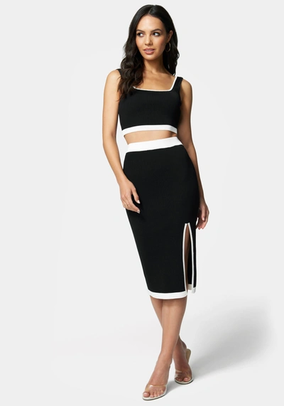 Shop Bebe Rib Knit 2-piece Dress In Black,white