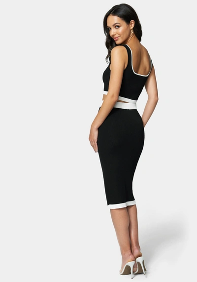 Shop Bebe Rib Knit 2-piece Dress In Black,white