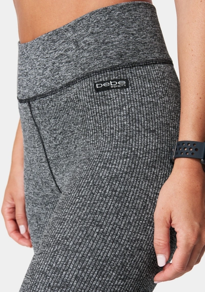 Shop Bebe Logo Rib Knit Legging In Heather Grey