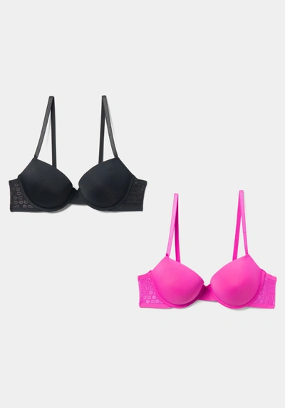 Bebe 2 Pack Micro And Power Mesh Bra In Tropical Pink