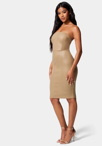 knee length dresses for ladies Faux Leather Lace Illusion Midi Dress  bebe