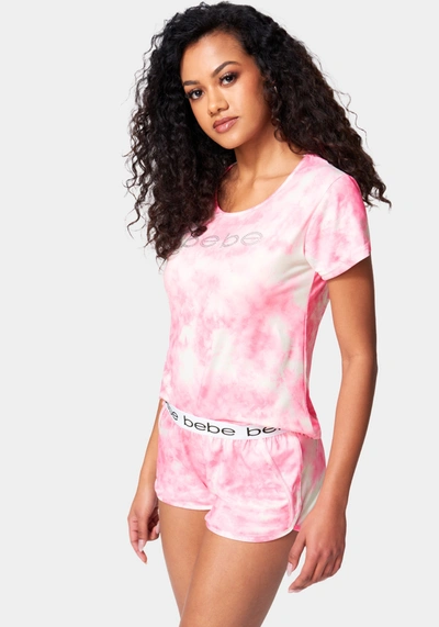 Bebe Printed Short Set In Light Pink