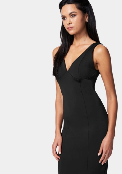 Bebe Low Back Midi Dress In Jet Black