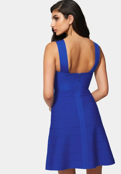 Bebe Luxe Bandage V-neck A-line Dress In Cobalt