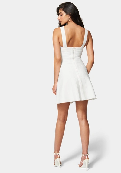 Shop Bebe Luxe Bandage Square Neck Fit & Flare Dress In Ivory