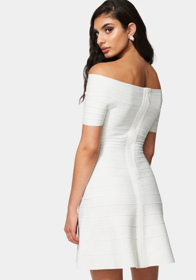 Shop Bebe Luxe Bandage Off The Shoulder Dress In Ivory