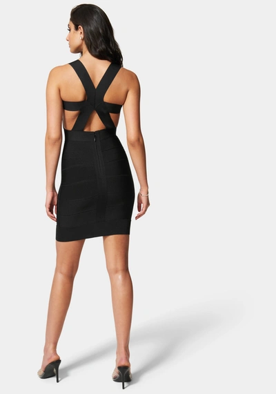 Shop Bebe Luxe Bandage X-back Dress In Black