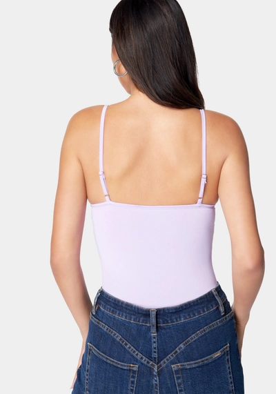 Shop Bebe Lace Detail Bodysuit In Lavender
