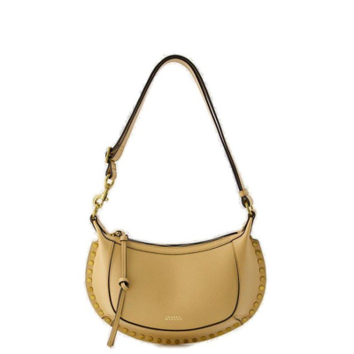 Shop Isabel Marant Oskan Logo Printed Shoulder Bag In Beige