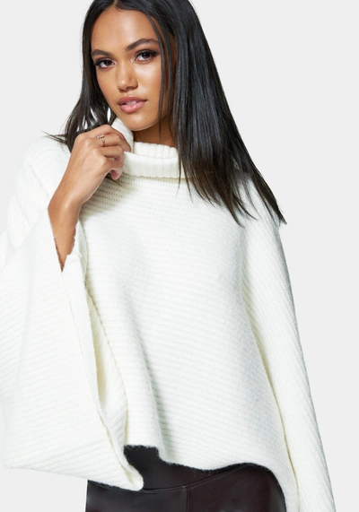 Shop Bebe Oversized Mock Neck Sweater In White Alyssum