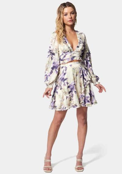 Bebe Yoryu Ruffle Wrap Top In Lily Print