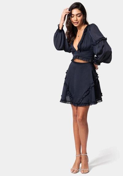 Bebe Yoryu Ruffle Skirt In Navy
