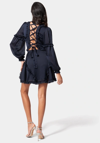 Bebe Yoryu Ruffle Skirt In Navy