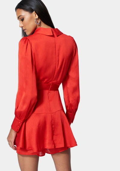 Bebe Yoryu Wrap Front Romper In Poppy Red