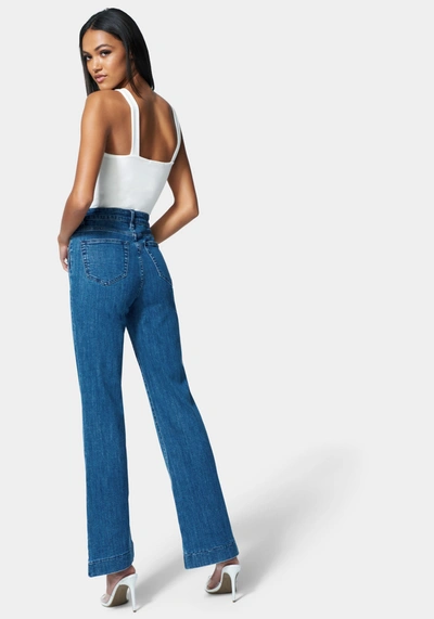Bebe Wide Leg Button Detail Jean In Antique Indigo Wash