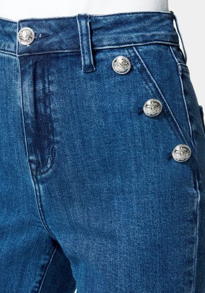 Bebe Wide Leg Button Detail Jean In Antique Indigo Wash