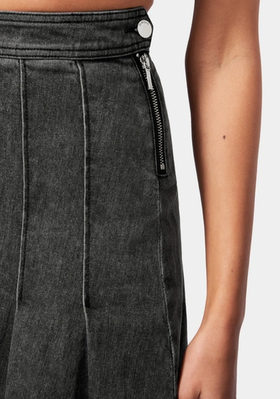 Bebe Pleated Denim Skirt In Black Charcoal Wash
