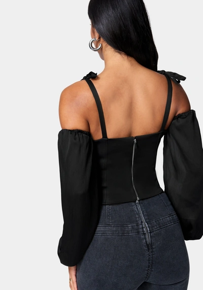 BEBE DETACHABLE SLEEVE BUSTIER TOP 