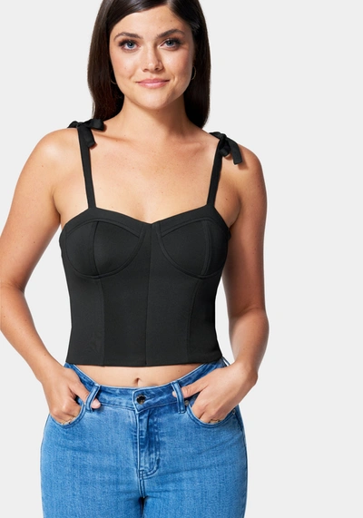 Shop Bebe Detachable Sleeve Bustier Top In Black