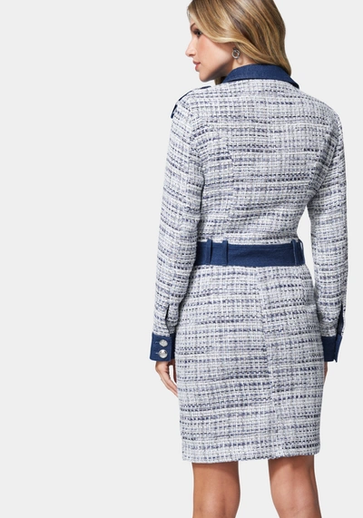 Bebe Women's Tweed & Denim Tailored Skirt In Ballad Blue,indigo Wash