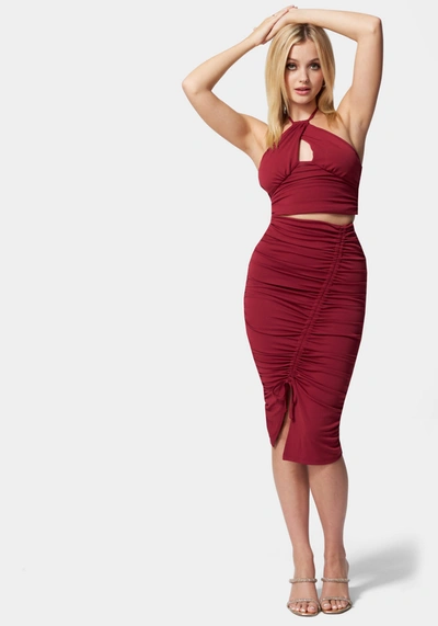 Bebe Ruched Matte Jersey Top In Bloodstone