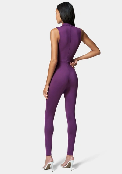 Bebe Caged Neck Choker Catsuit In Tillandsia Purple