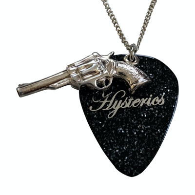 Pre-owned New Silver Gun+guitar Pick Necklace