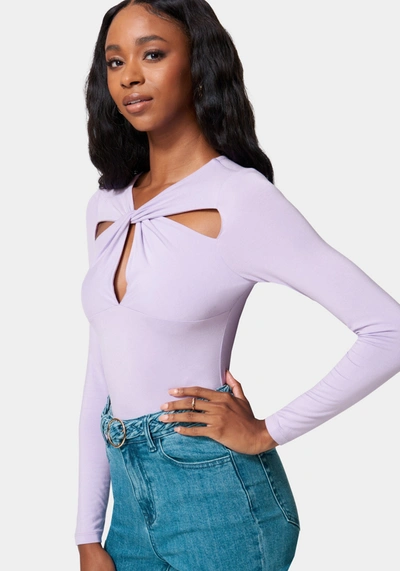 Bebe Cross Front Knit Top In Lavender