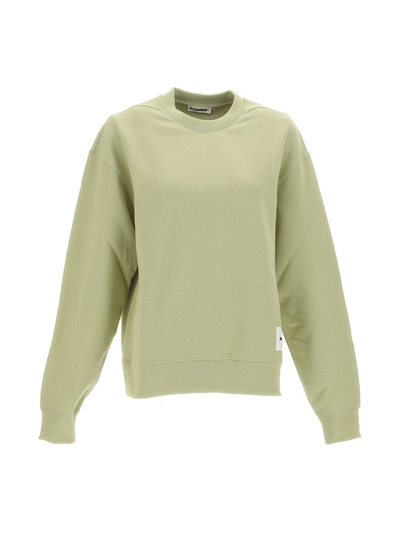 Shop Jil Sander + Logo Patch Crewneck Sweatshirt In Green
