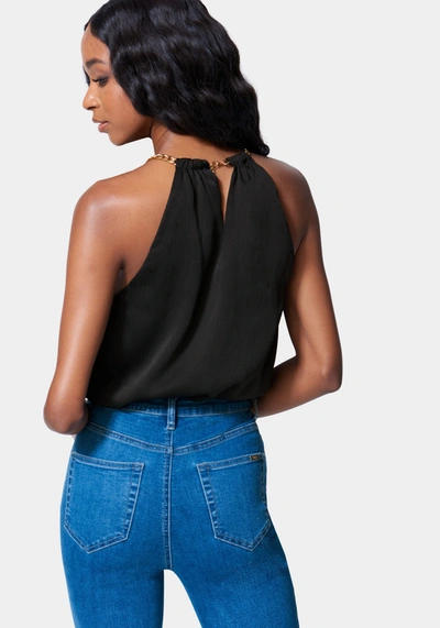 Bebe Neckline Trim Detail Blouson Bodysuit In Black