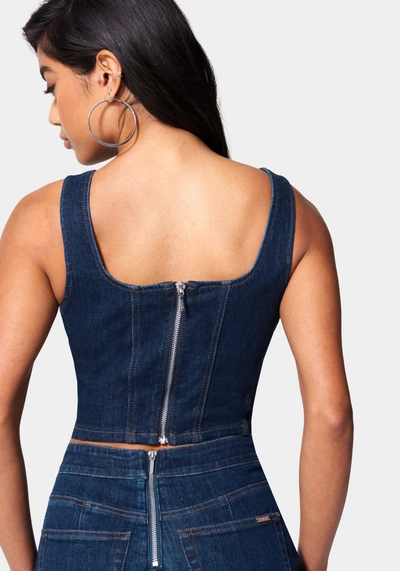 Bebe Eyelet Denim Bustier In Dark Indigo Wash