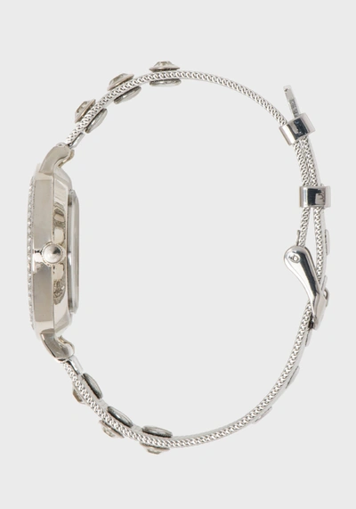 Bebe Silver Crystal Band Watch In Silver