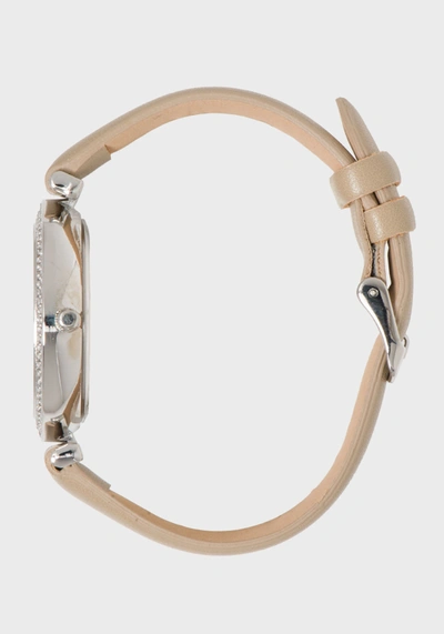 Bebe Taupe & Silver Crystal Bezel Watch In Taupe & Silver