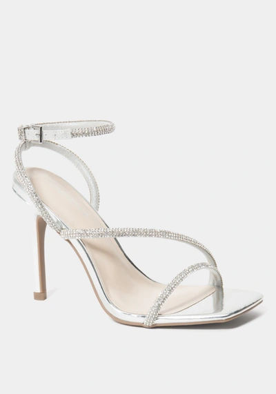 Shop Bebe Millan Heels In Grey Silver