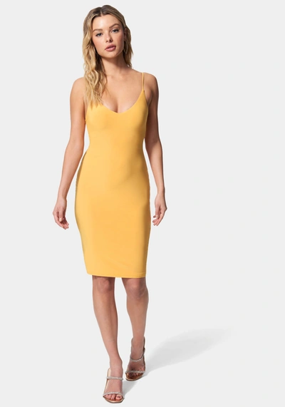 Shop Bebe Knit Tank Dress In Mustard