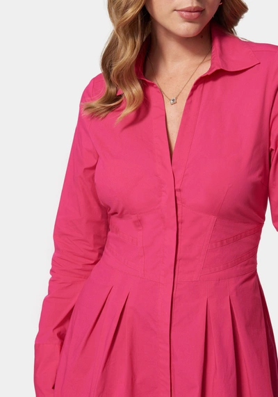 Bebe Poplin Corset Detail Long Sleeve Blouse In Pink