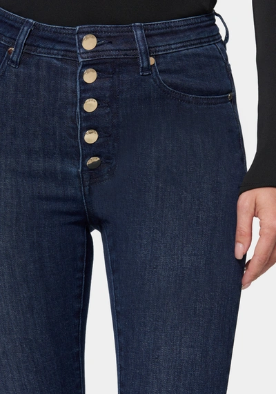 Bebe High Waist Button Down Jeans In Dark Indigo