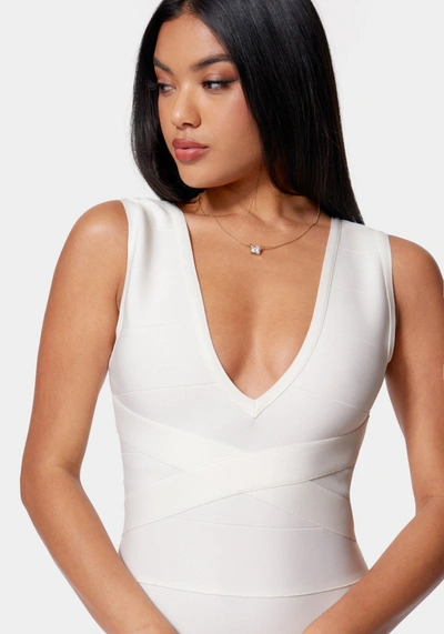 Shop Bebe Luxe Bandage Double V Gown In Ivory