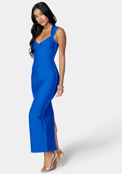 Bebe Luxe Bandage Sweetheart Neck Gown In Cobalt