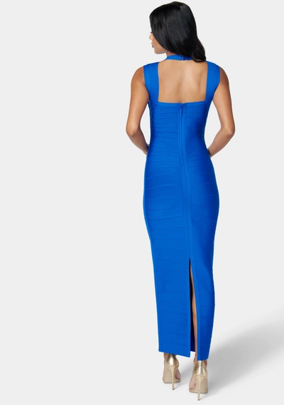 Bebe Luxe Bandage Sweetheart Neck Gown In Cobalt