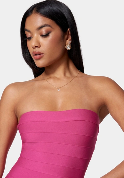 Bebe Strapless Bandage Gown In Fuchsia