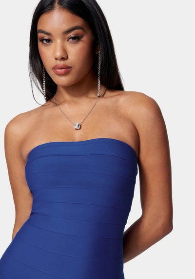 Bebe Luxe Bandage Strapless Gown In Cobalt