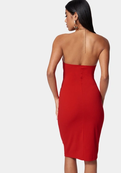 Bebe Cut Out Chain Strap Detail Dress In Red