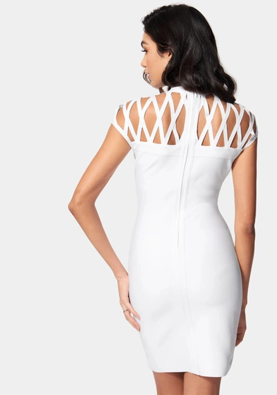 Shop Bebe Caged Bandage Mini Dress In Bright White