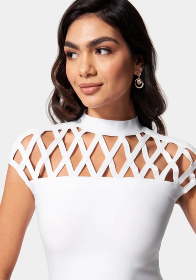 Shop Bebe Caged Bandage Mini Dress In Bright White