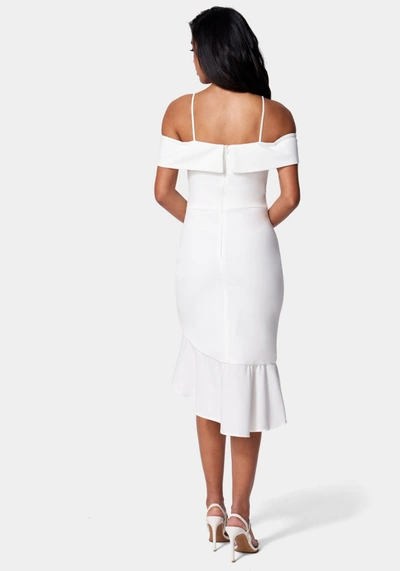 Bebe Cascade Ruffle Flounce Dress In Ivory